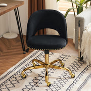 Black Velvet Swivel Vanity Chair – Adjustable Height Desk & Makeup Seat
