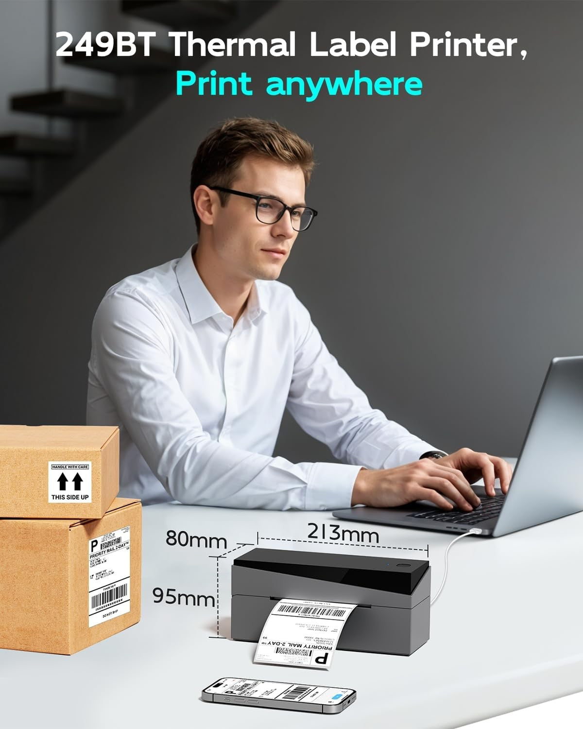 4x6 Bluetooth Thermal Label Printer Shipping Inkless USB