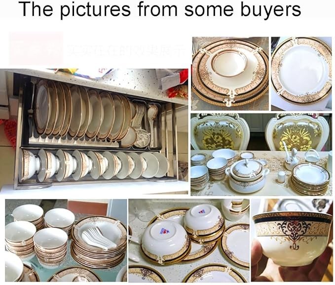 60 Piece Luxury Porcelain Dinner Set Plates Bowls Spoons Tray Gold Trim