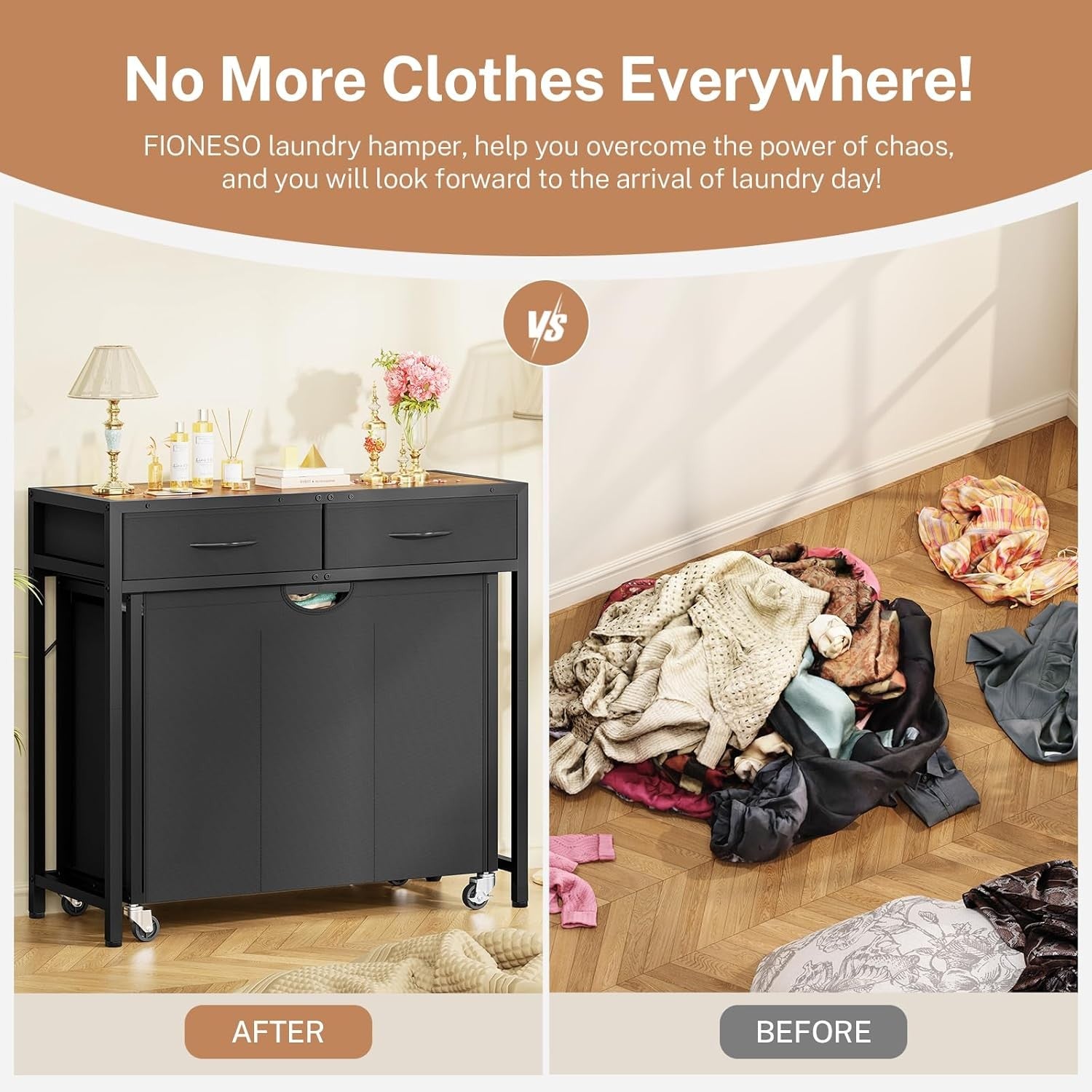 120L Rolling Laundry Sorter with 3 Pull Out Bags & Top Shelf Storage Black