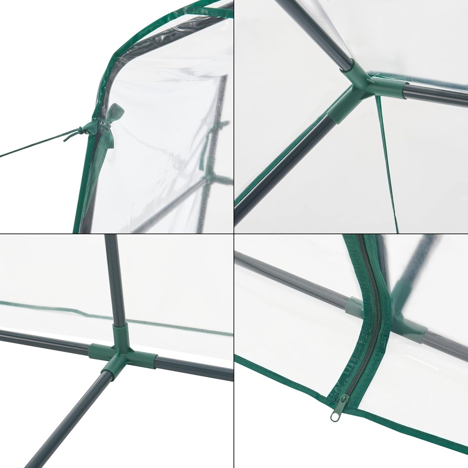 Walk-In Greenhouse with Shelves Clear PVC Cover Steel Frame 140x73x195cm