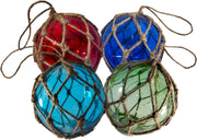 LED Glass Fishing Buoy Lights Set of 4 Nautical Hanging Ornaments Garden Decor