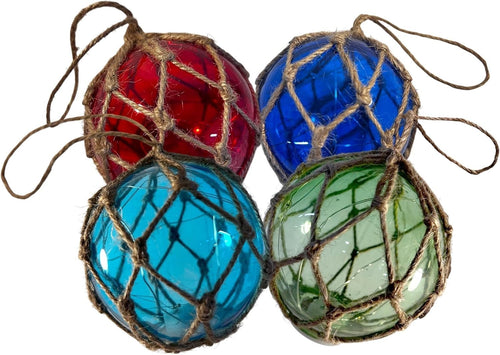 LED Glass Fishing Buoy Lights Set of 4 Nautical Hanging Ornaments Garden Decor