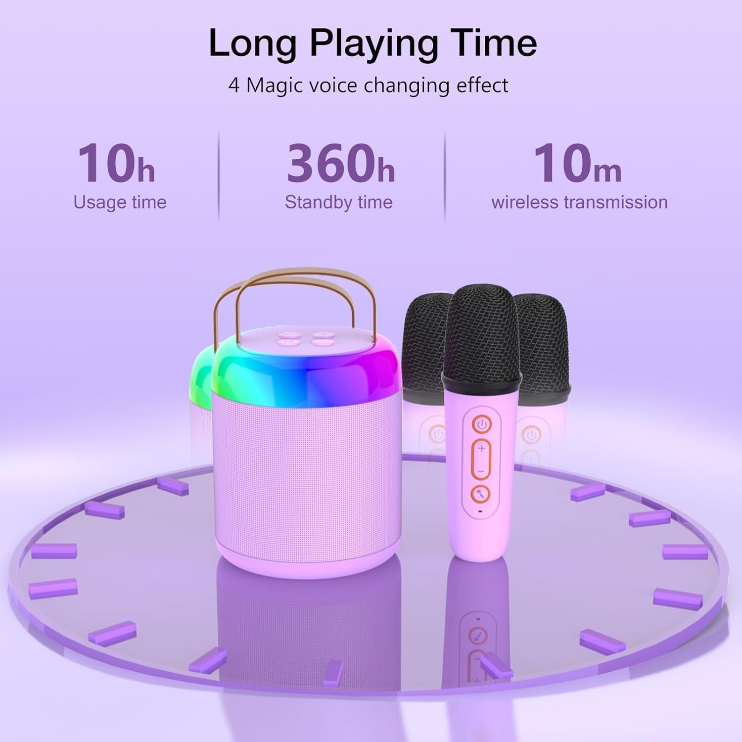 Kids Karaoke Machine with 2 Microphones LED Lights Portable Gift