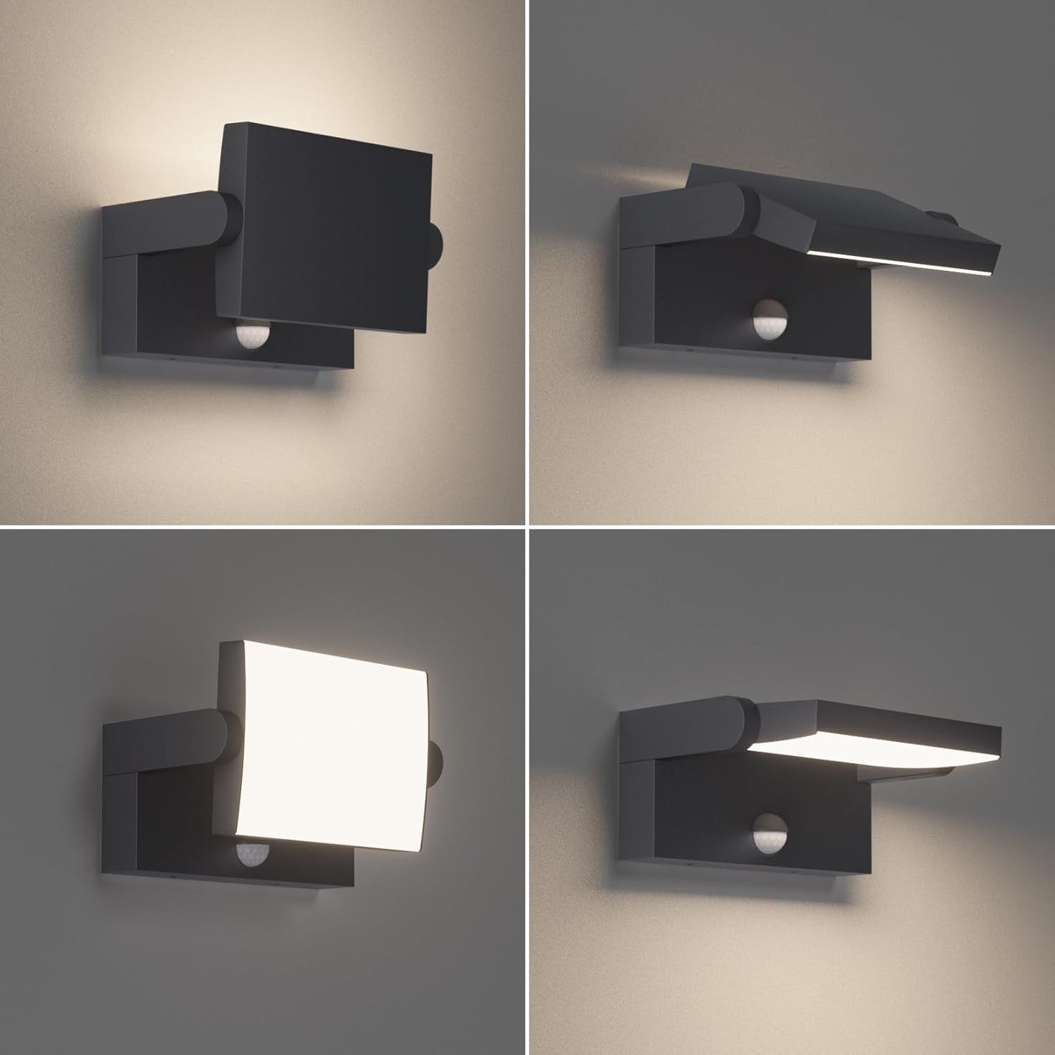 24W Outdoor LED Wall Light with Motion Sensor IP65 Waterproof Swivel