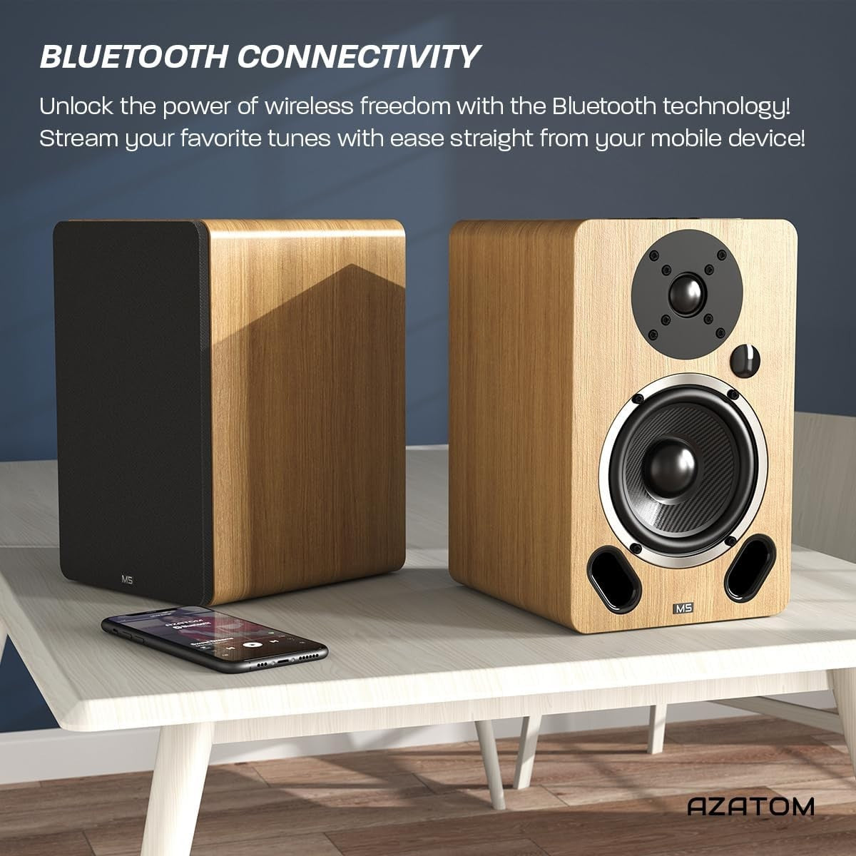 100W Bluetooth HDMI HiFi Bookshelf Speakers Carbon Fibre Drivers USB Optical