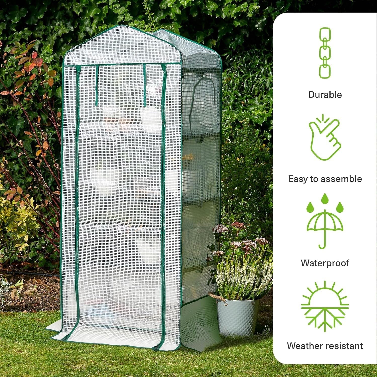 4 Tier Mini Greenhouse with Reinforced PVC Cover | Compact Steel Frame