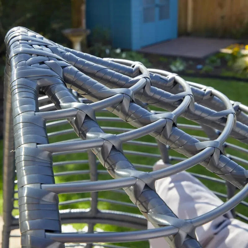 Grey Rattan Egg Chair w/ Waterproof Cushion Indoor Outdoor Patio Seat