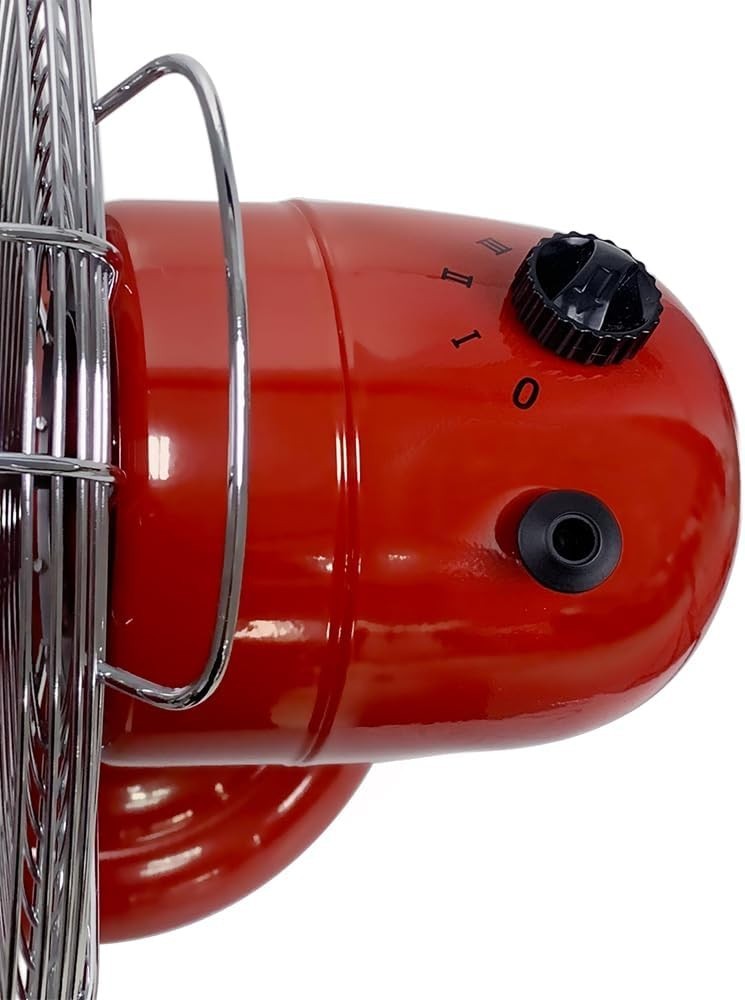 12" Retro Metal Table Fan – 3-Speed Tilt Oscillating Air Circulator Crimson Red