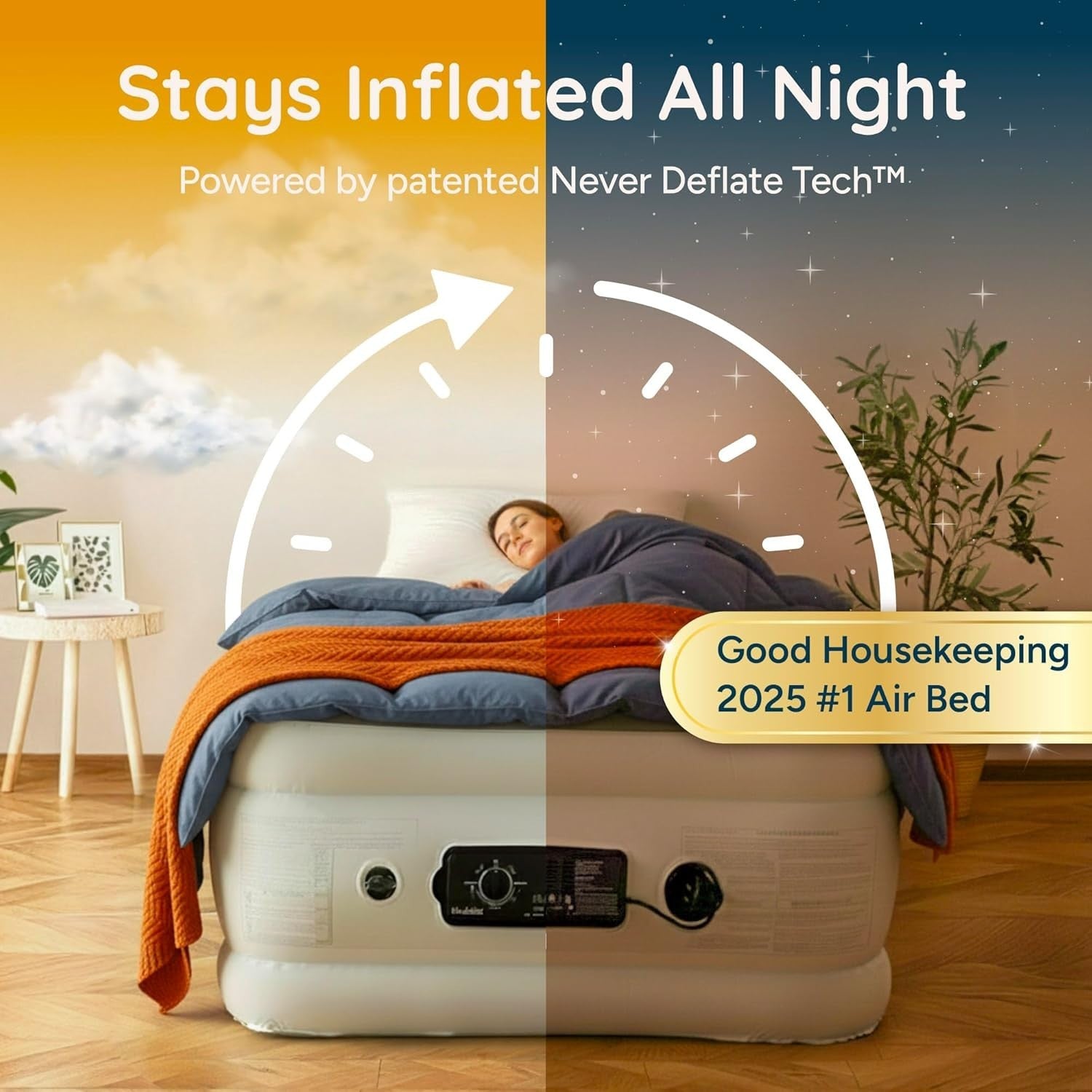 Luxury Single Air Bed Built-In Pump USB Nightlight Adjustable Firmness
