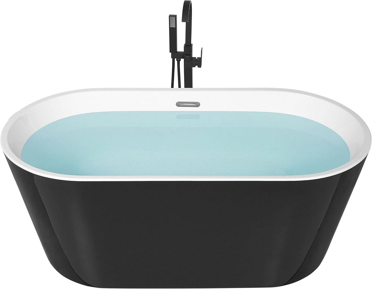 150cm Modern Freestanding Oval Bathtub Acrylic Black Havana with Overflow