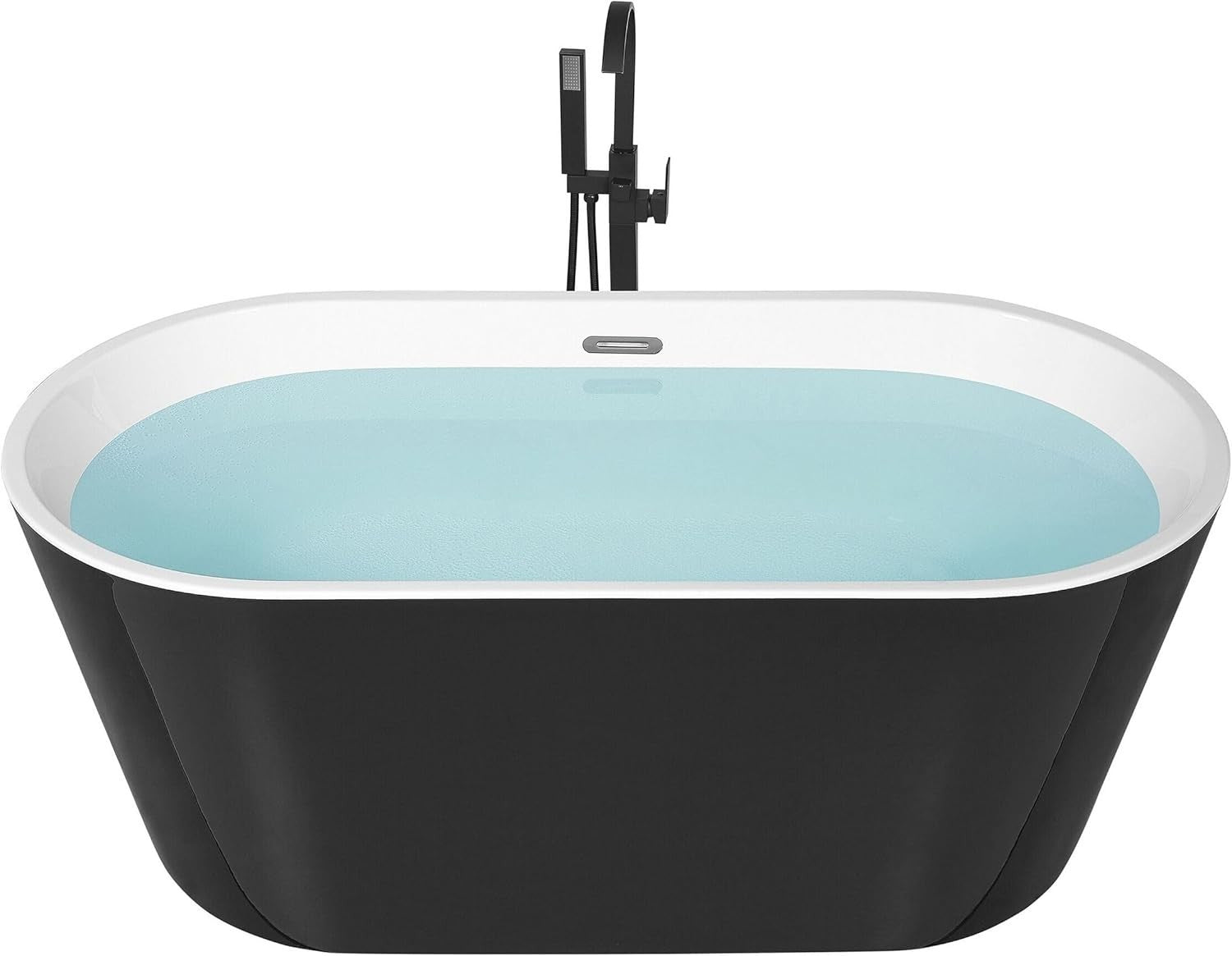 150cm Modern Freestanding Oval Bathtub Acrylic Black Havana with Overflow