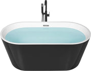150cm Modern Freestanding Oval Bathtub Acrylic Black Havana with Overflow