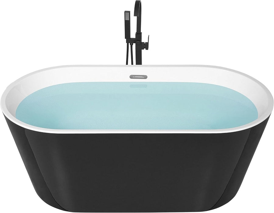 150cm Modern Freestanding Oval Bathtub Acrylic Black Havana with Overflow