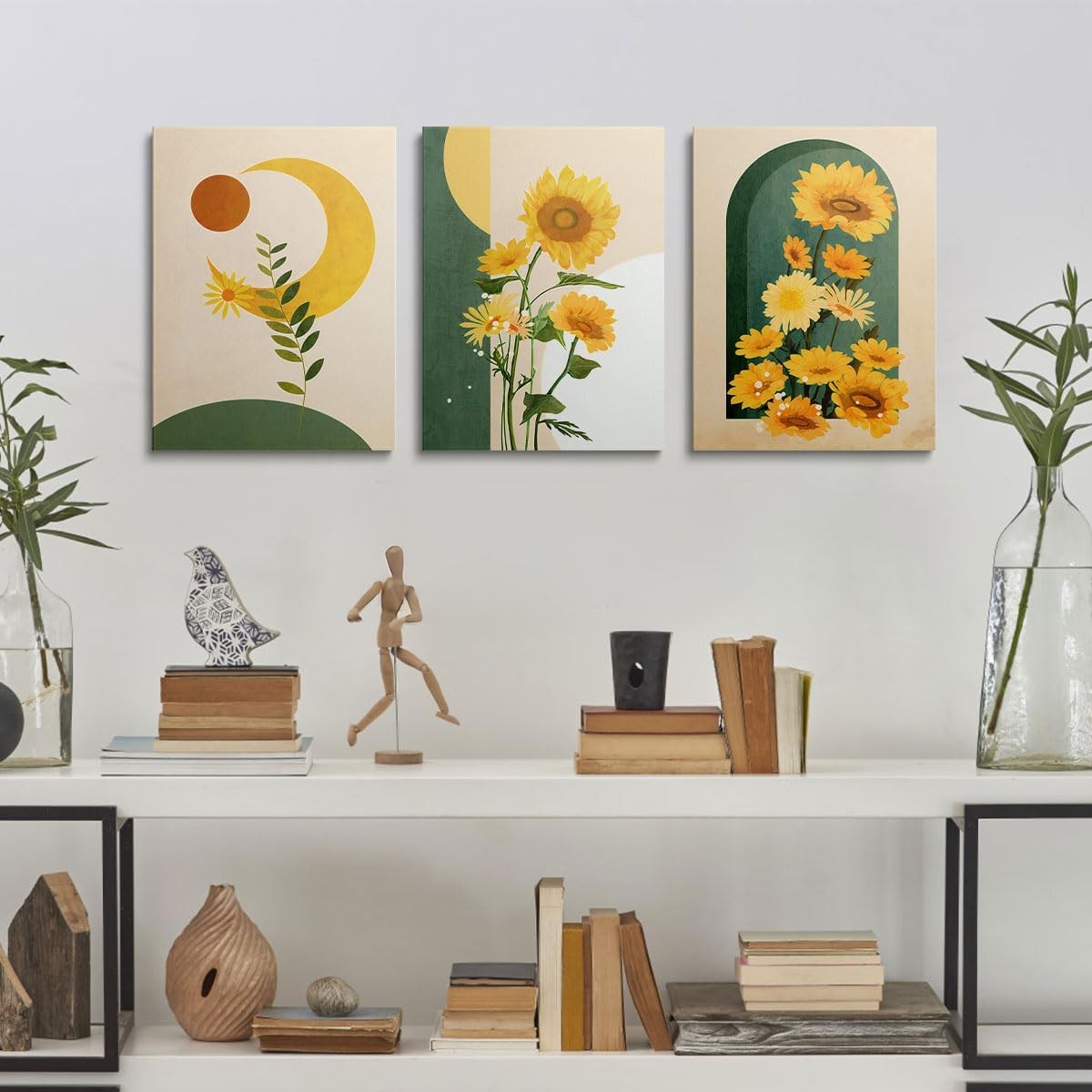 Sunflower Wall Art Set of 3 Framed Canvas 30x40cm