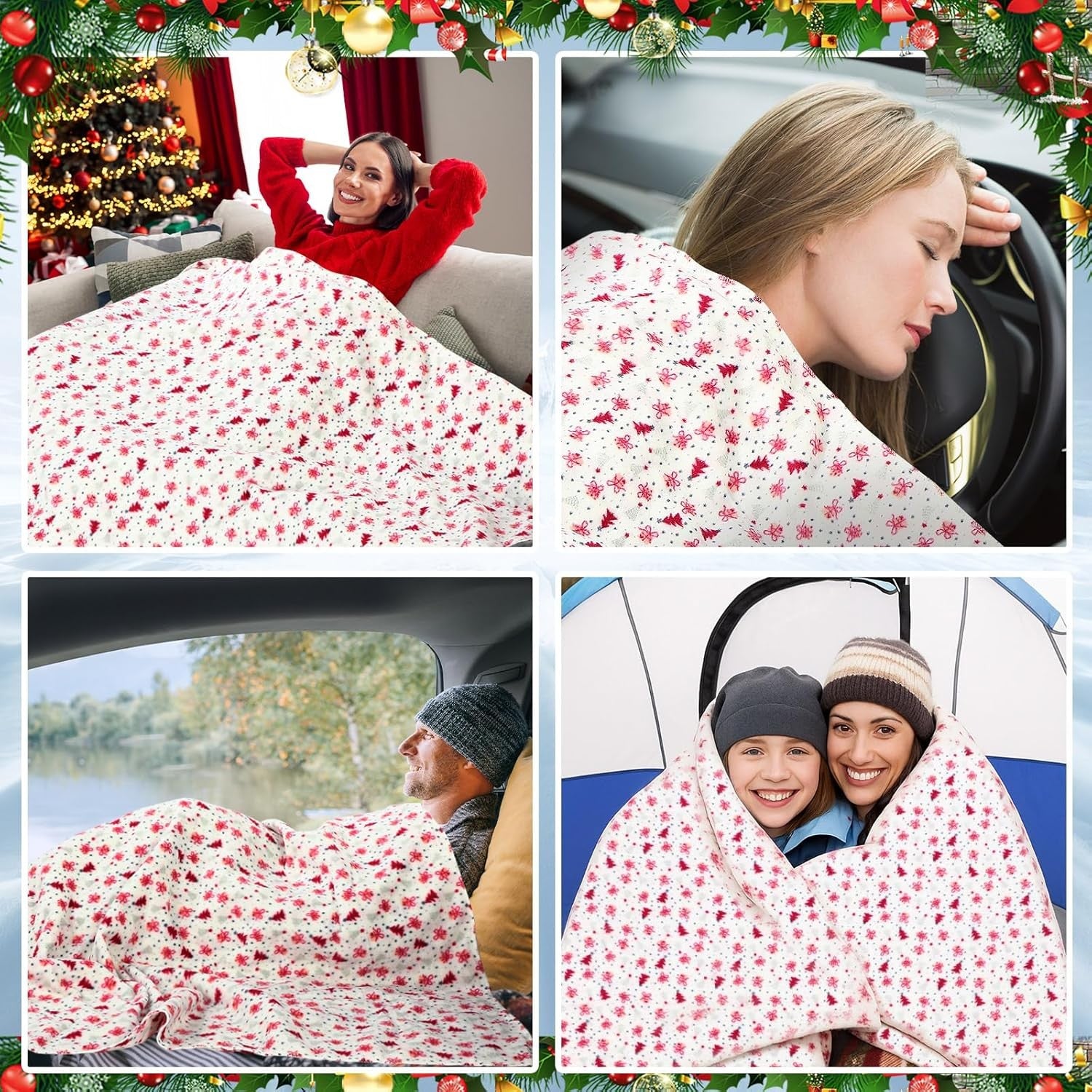 12V Heated Car Blanket Electric Travel Throw Temperature Control Warm