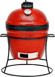 Portable Ceramic Charcoal Grill Mini BBQ Smoker | Cast Iron Vent