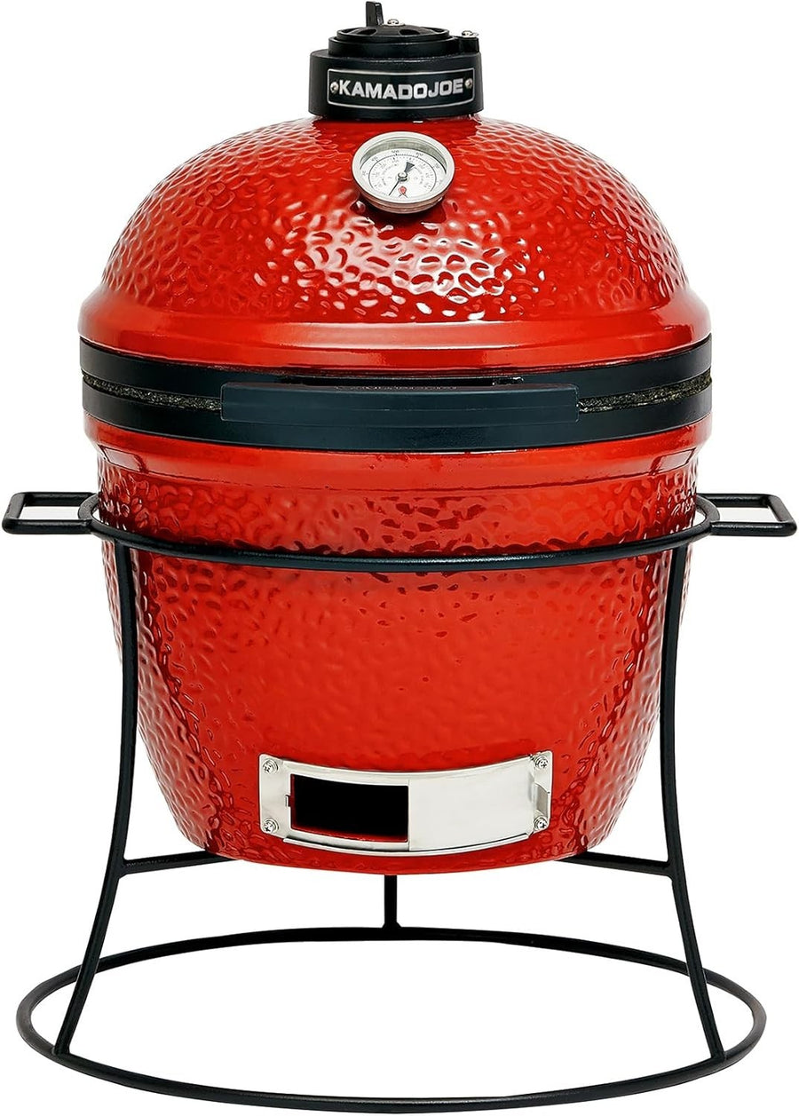 Portable Ceramic Charcoal Grill Mini BBQ Smoker | Cast Iron Vent