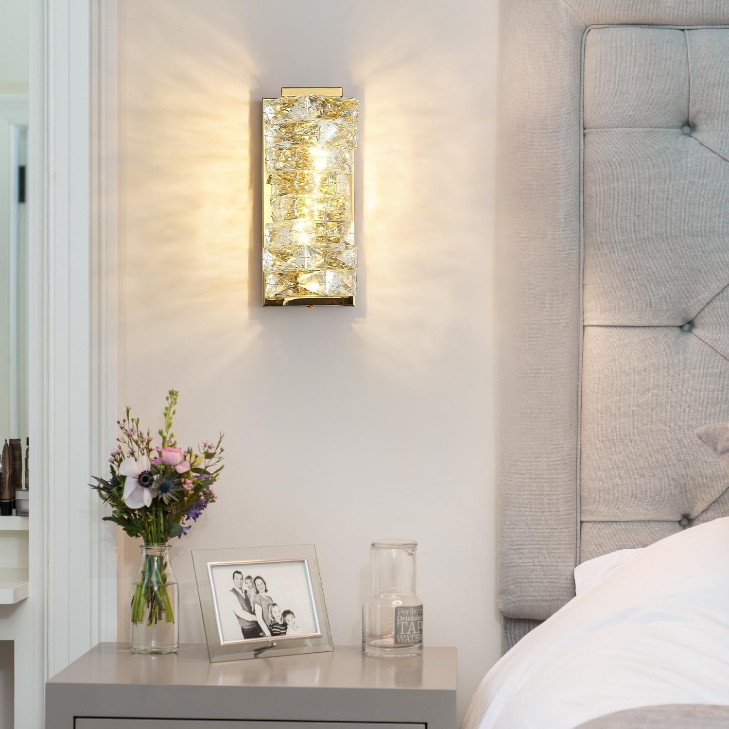 Gold Crystal Wall Light LED Sconce | Luxury Hallway Bedroom Fixture