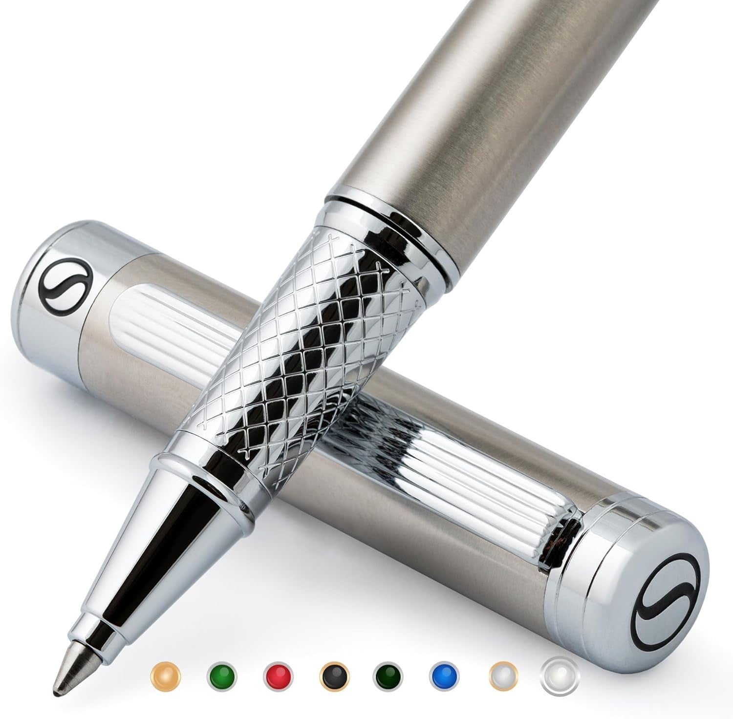 Luxury Stainless Steel Rollerball Pen Chrome Trim Gift