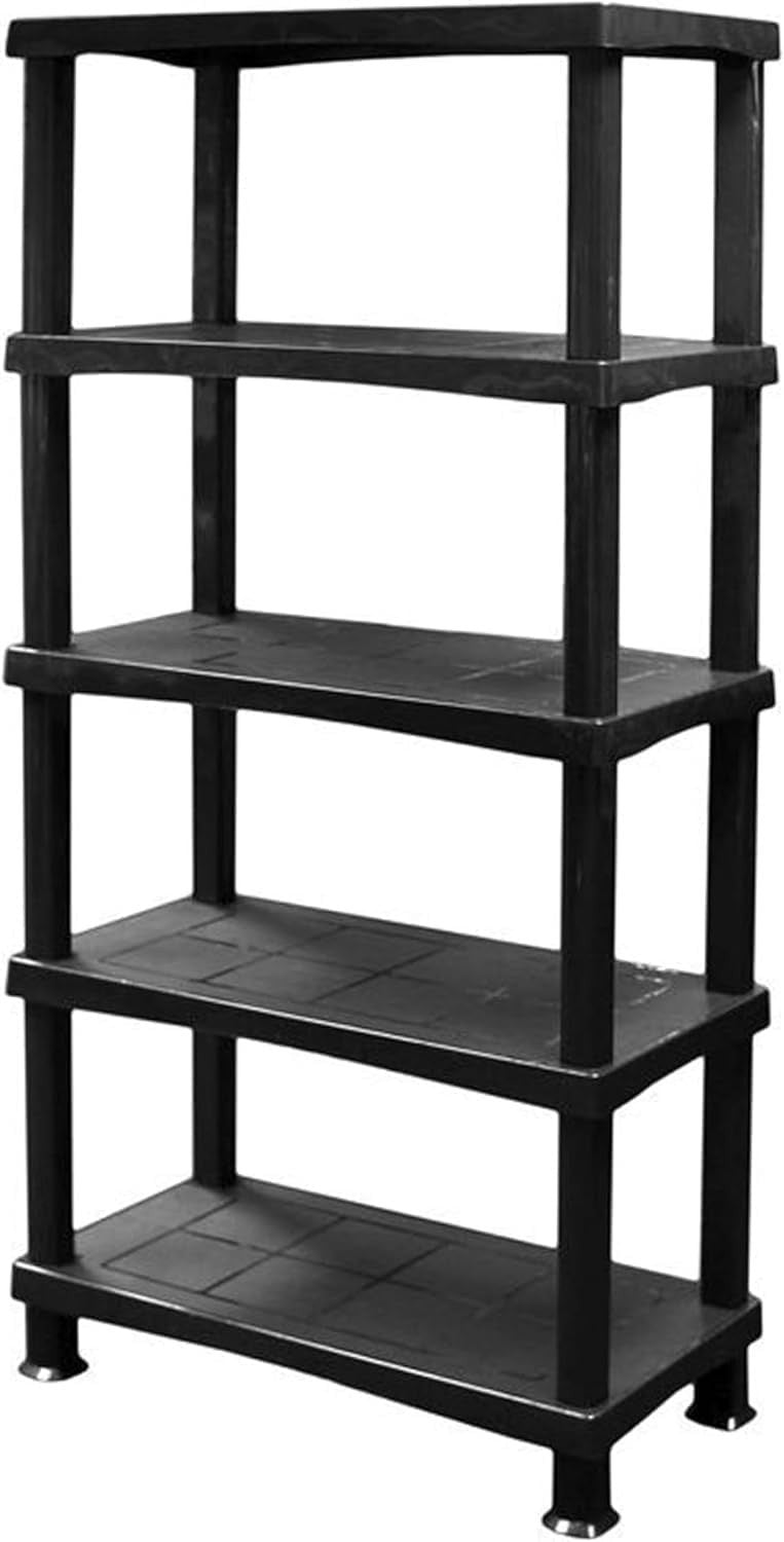 5-Tier Plastic Garage Shelf Heavy Duty Freestanding 175x80x40cm Black