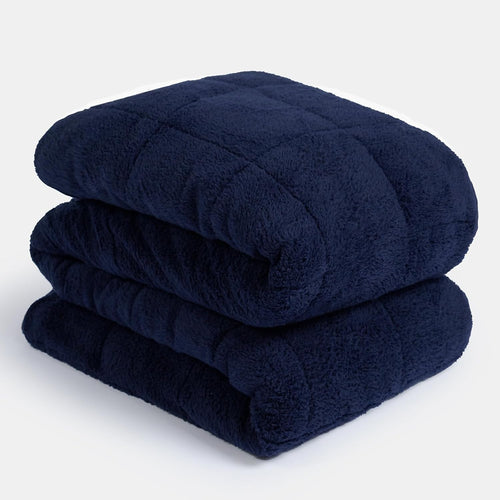 3kg Weighted Blanket 100x150cm Blue Teddy Fleece Reversible Sleep Aid