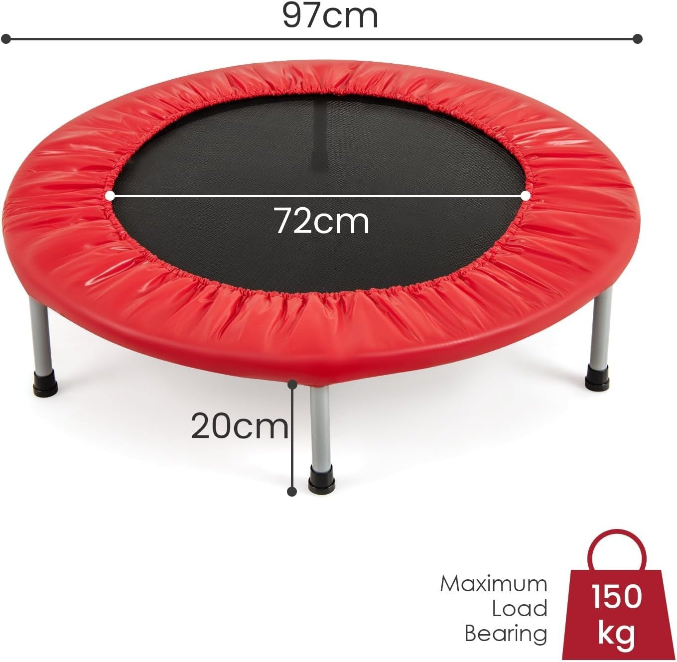 38'' Mini Trampoline Foldable Fitness Rebounder Indoor Outdoor Red