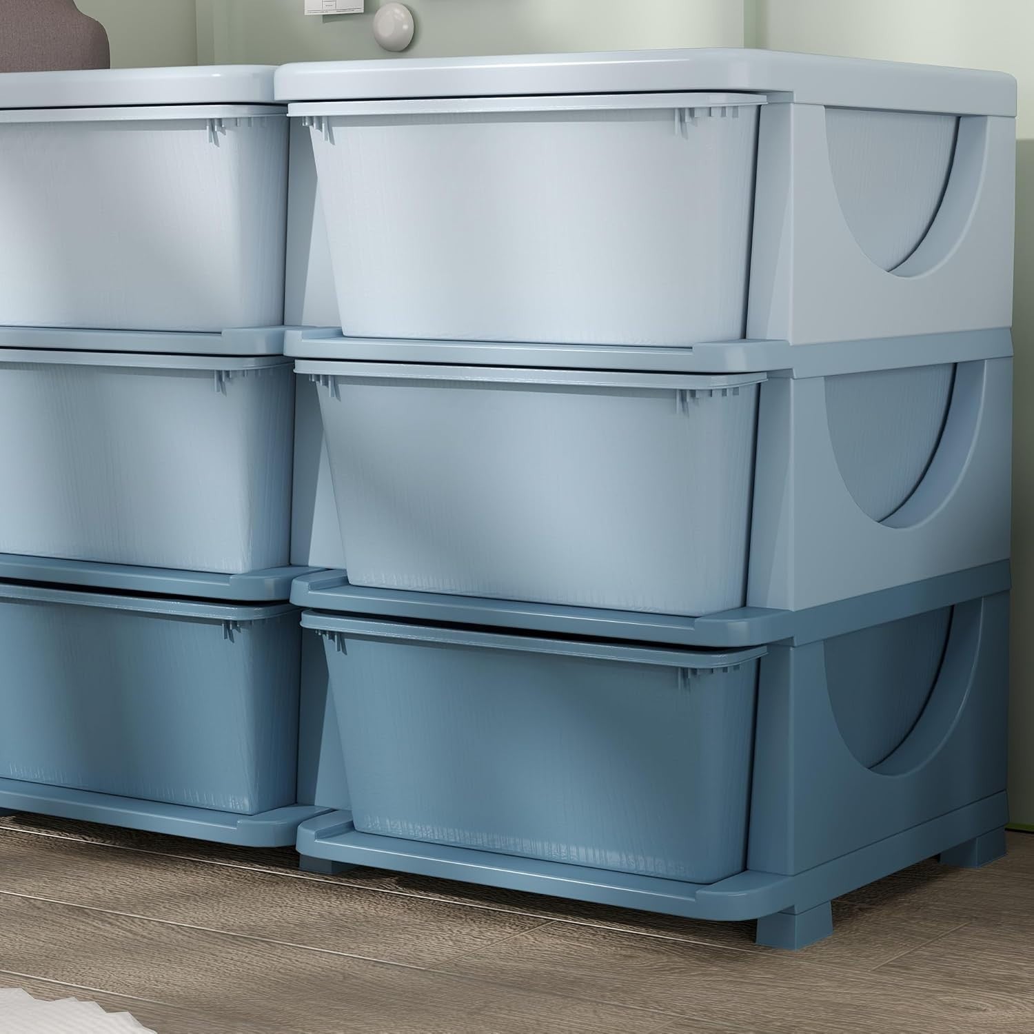 Kids 9-Drawer Storage Unit Toy Organizer Chest with Safe Rounded Corners Blue