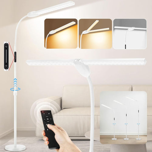 Double Head LED Floor Lamp Dimmable Remote Touch Adjustable Reading