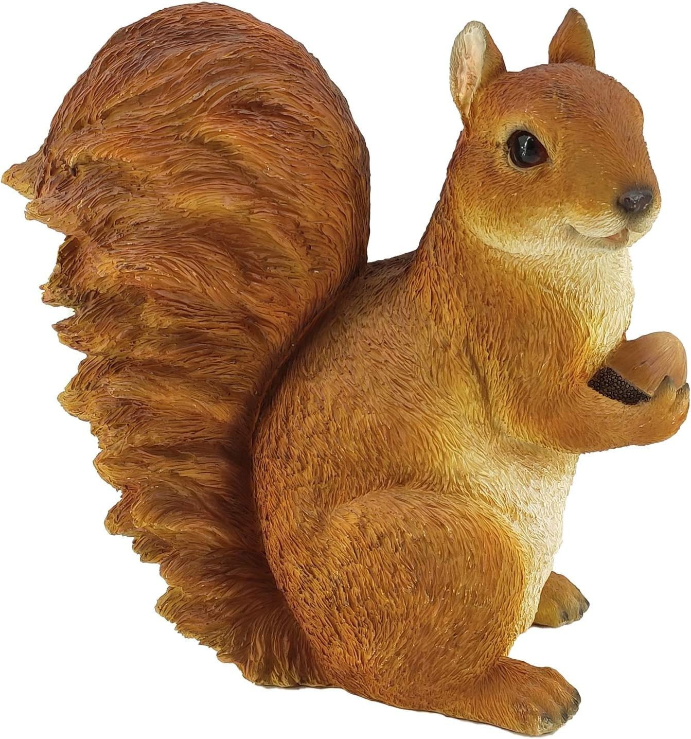 Realistic Squirrel Garden Ornament 27cm • Weatherproof Resin • Decor