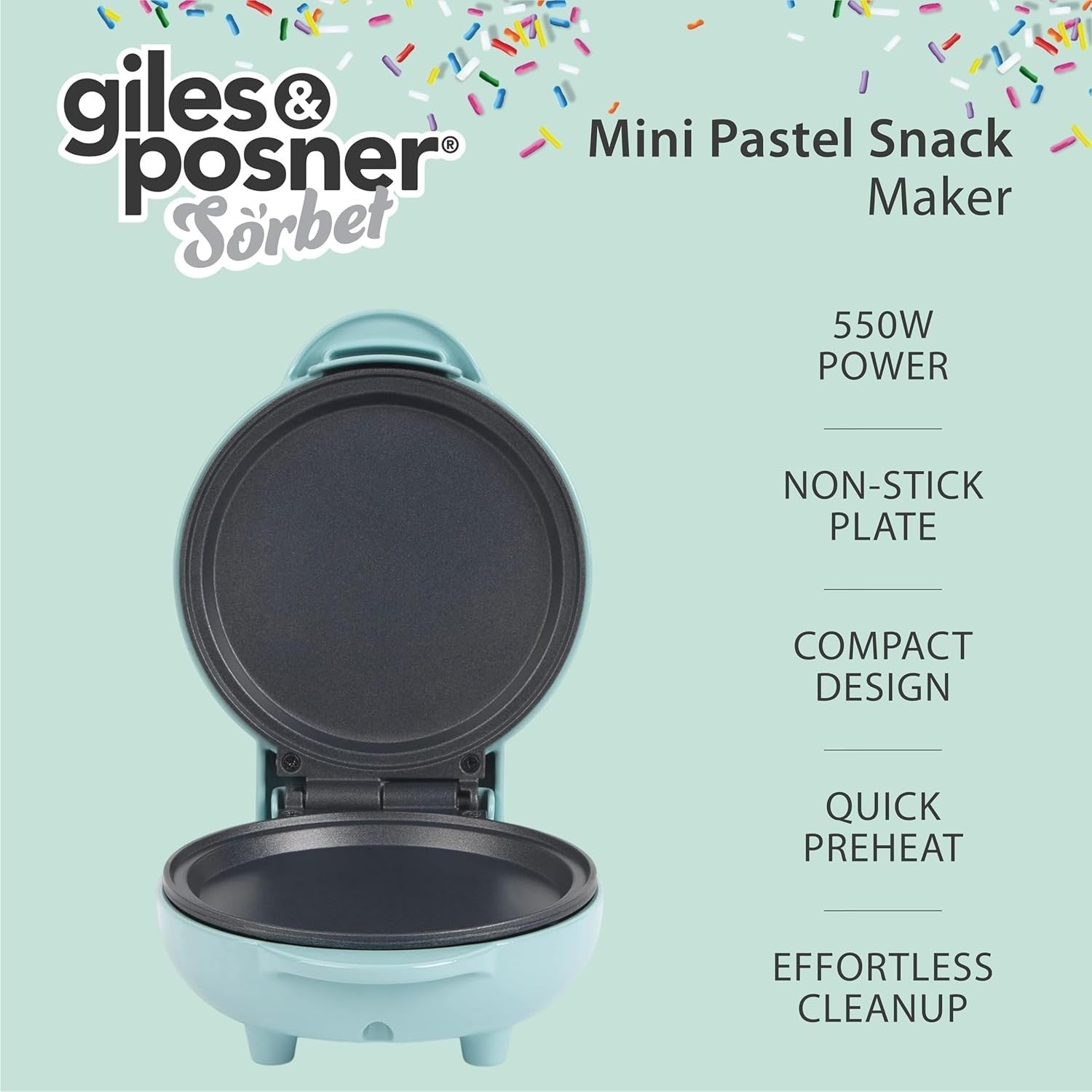 Mini Snack Maker 550W Non-Stick Compact Pancake & Cookie Maker Quick Breakfast