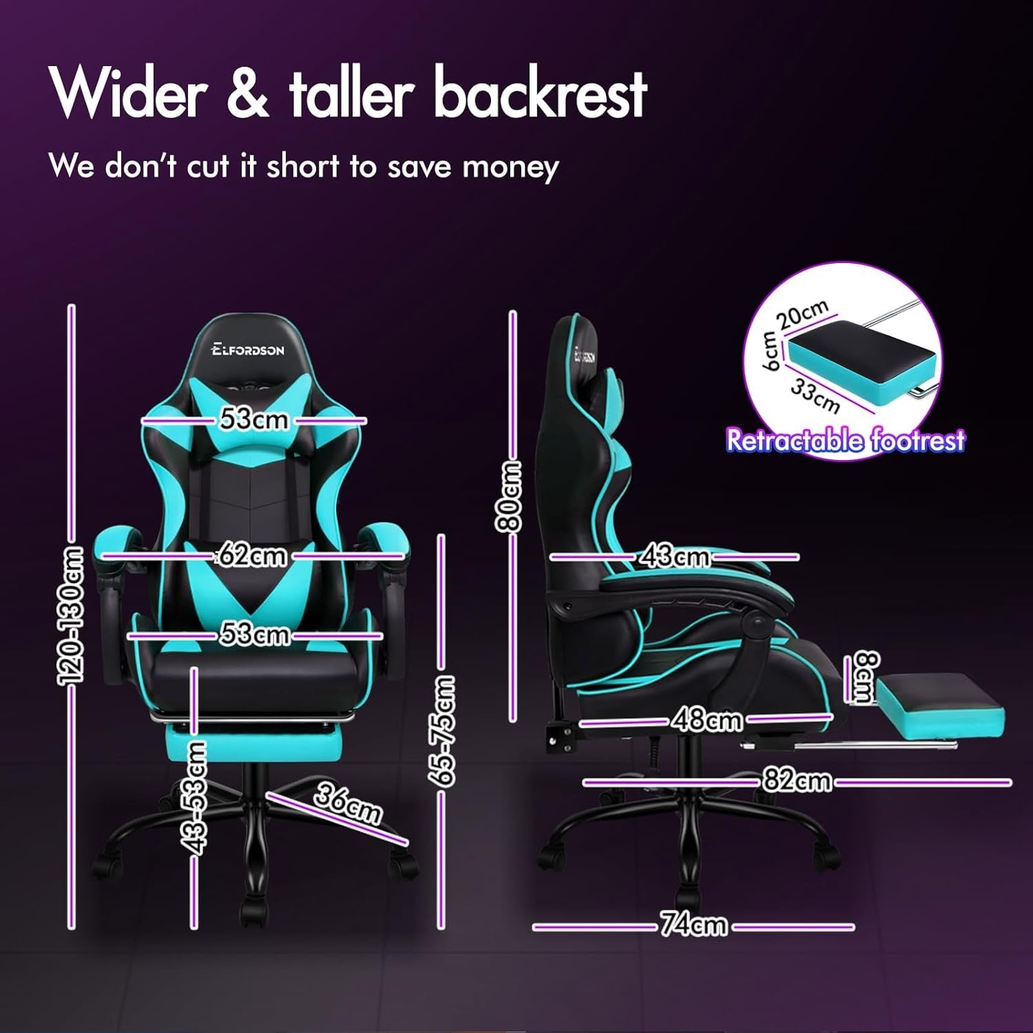 Massage Gaming Chair Recliner w/ Footrest 150° High Back PU
