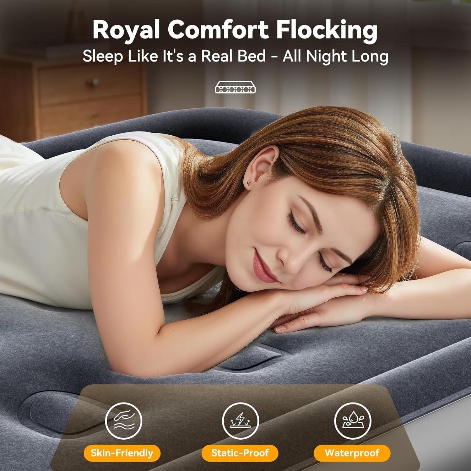Twin Air Mattress Built In Pump 18” Raised Fast Inflating Inflatable Bed