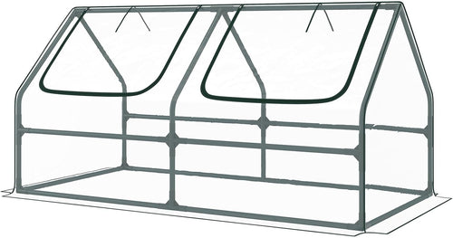 Large Mini Greenhouse Waterproof Cold Frame Plant Shelter with Zipper Doors