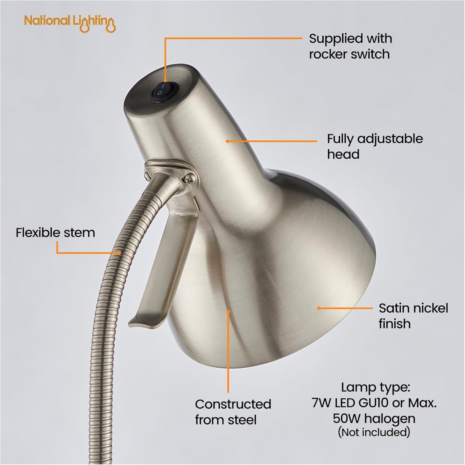 Desk Lamp with USB Charging Port Gooseneck LED Reading Light Bedside