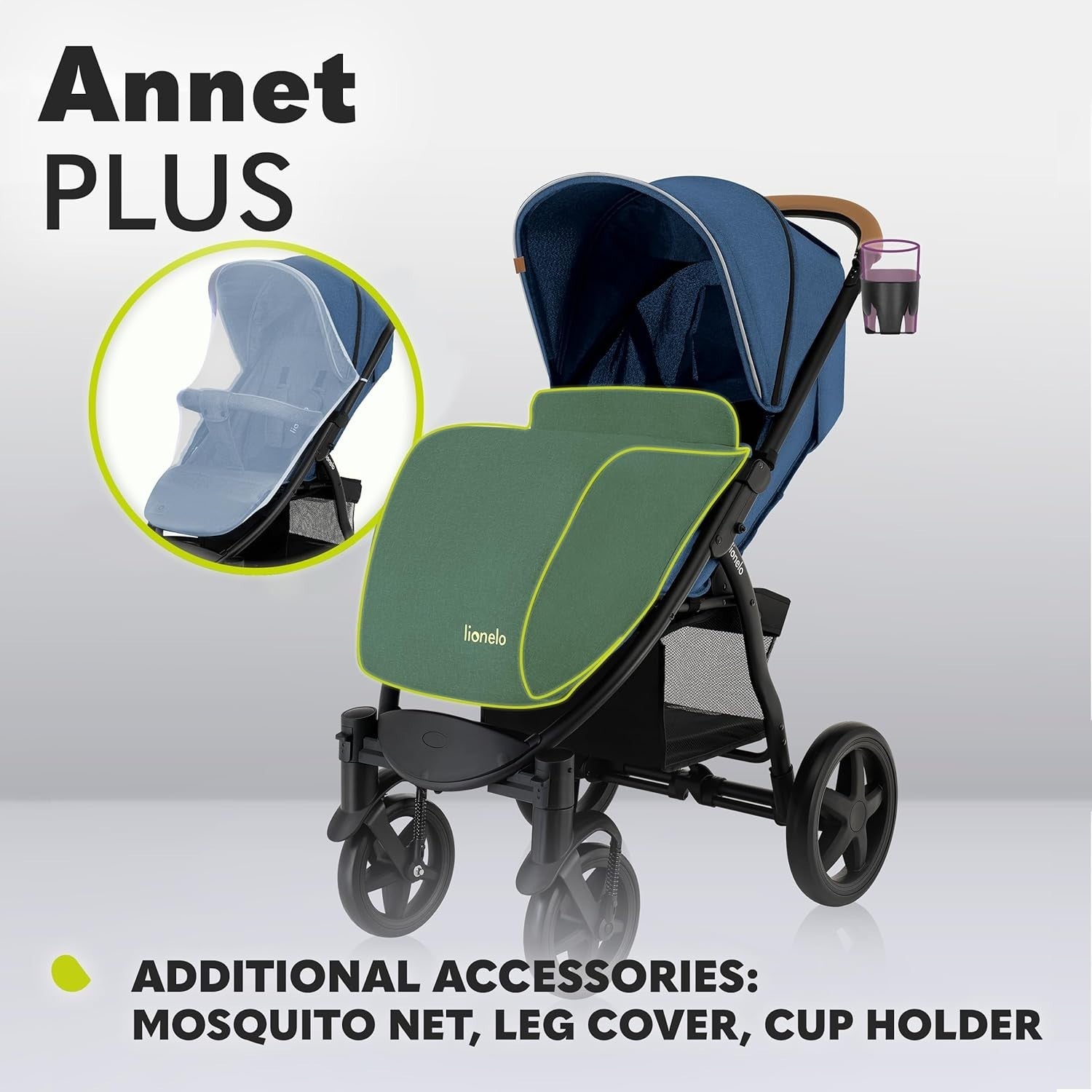 All Terrain Pushchair Newborn–4Y 22kg Foldable Stroller XXL Hood Blue
