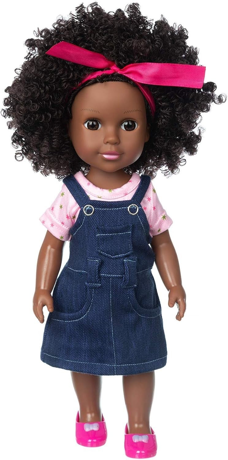 14.5” Black Baby Doll Realistic Silicone Girl Washable Doll Set