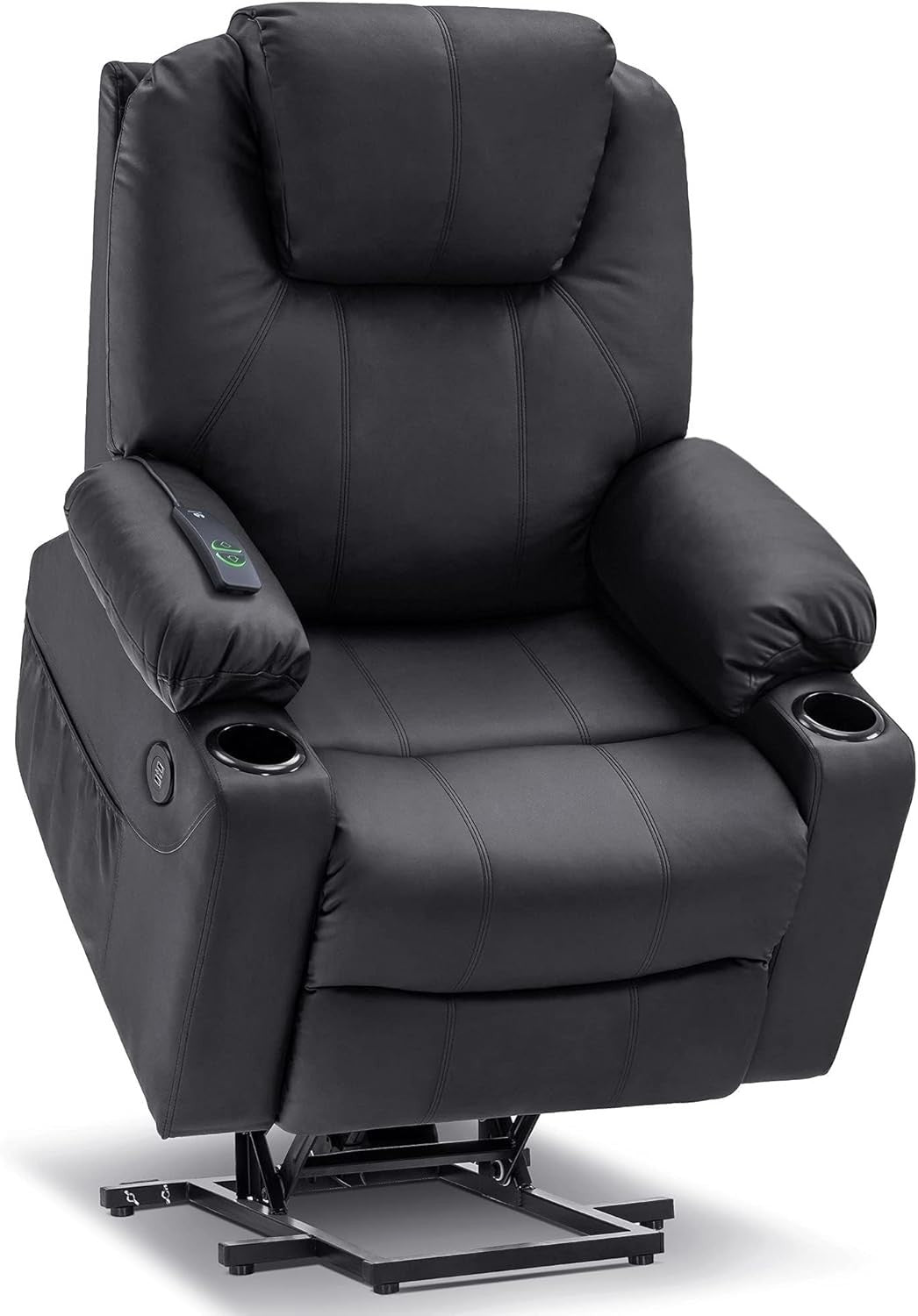 Electric Riser Recliner Chair Lift Assist Heated Massage USB Faux Leather Black