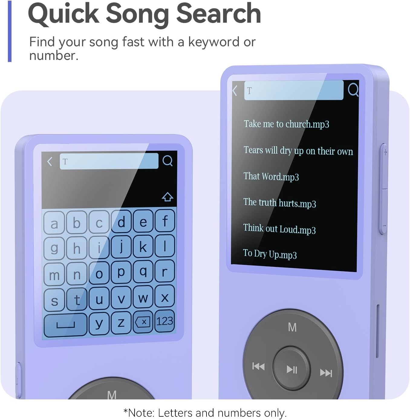 64GB Bluetooth 5.3 MP3 Player Purple 1.8" Screen FM Recorder Speaker