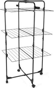 3 Tier Tower Laundry Drying Rack Folding Clothes Stand with Wheels Indoor