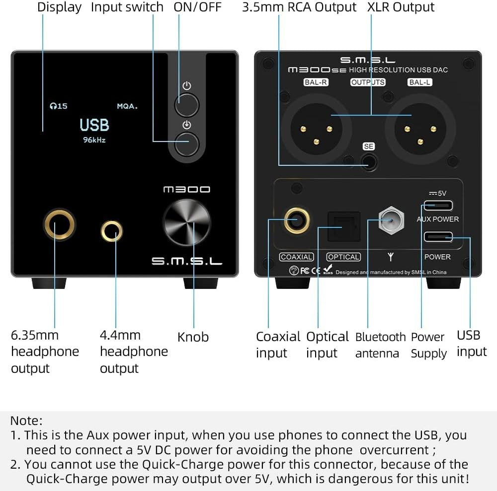 High-Fidelity MQA Audio DAC 32bit/768kHz DSD256 OLED Balanced Output