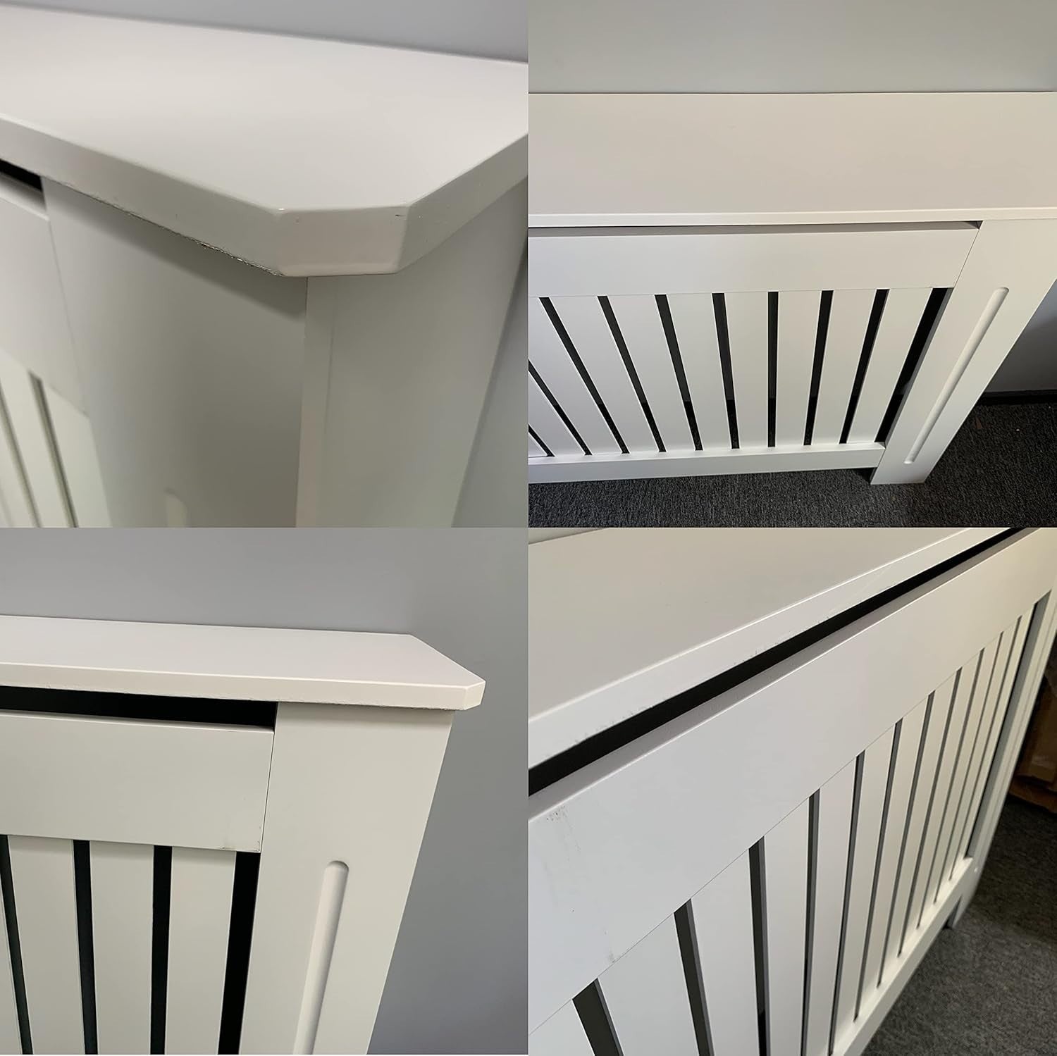 Extra Large Radiator Cover Cabinet White Slat MDF Modern Heater Shelf Home Decor