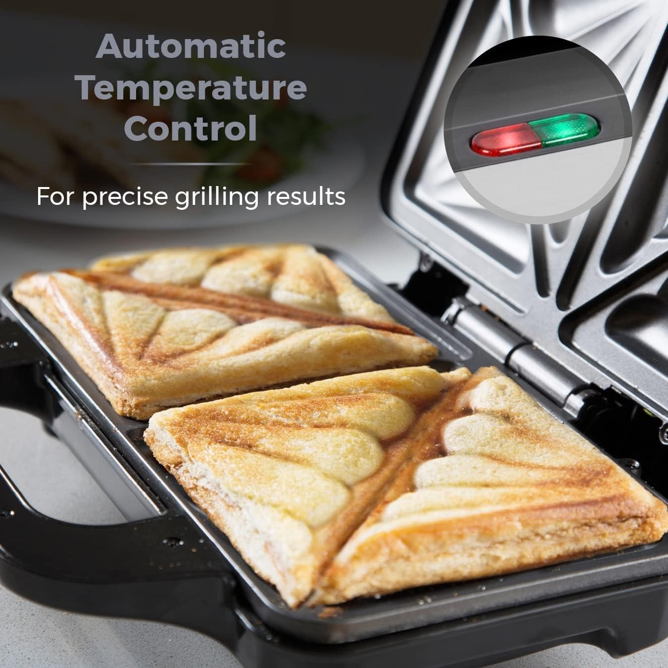 Deep Fill Sandwich Maker 900W Non-Stick Plates Auto Temp Control