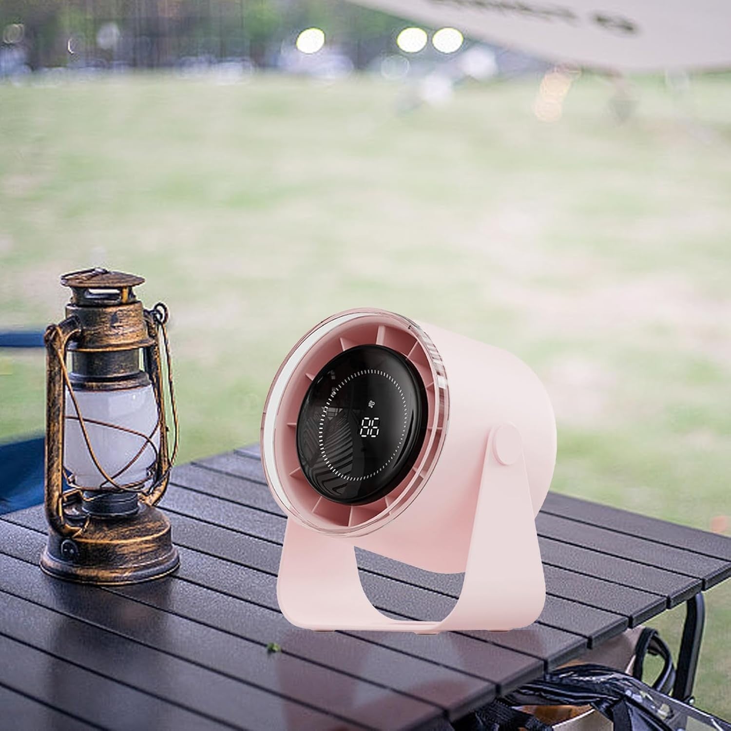 Pink USB Rechargeable Desk Fan – Quiet Cooling 3600mAh Battery Portable Airflow