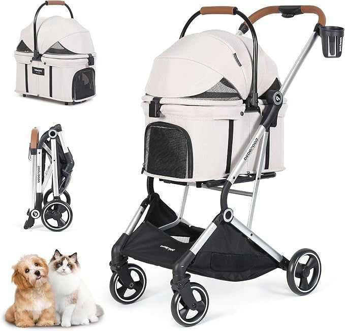 3-in-1 Pet Stroller Detachable Carrier Foldable Pushchair for Small Dogs Cats