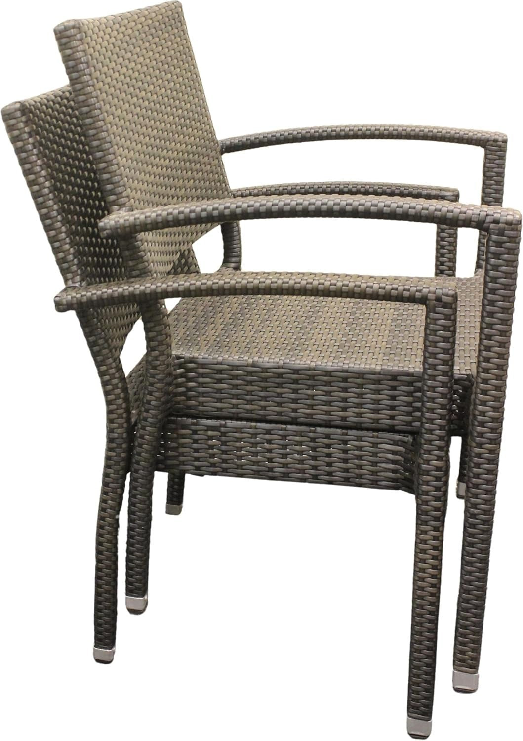 Set of 4 Rattan Dining Armchairs Stackable Outdoor Garden Patio Seating
