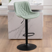 Mint Green Bar Stool PU Leather Swivel Height Adjustable Kitchen Chair