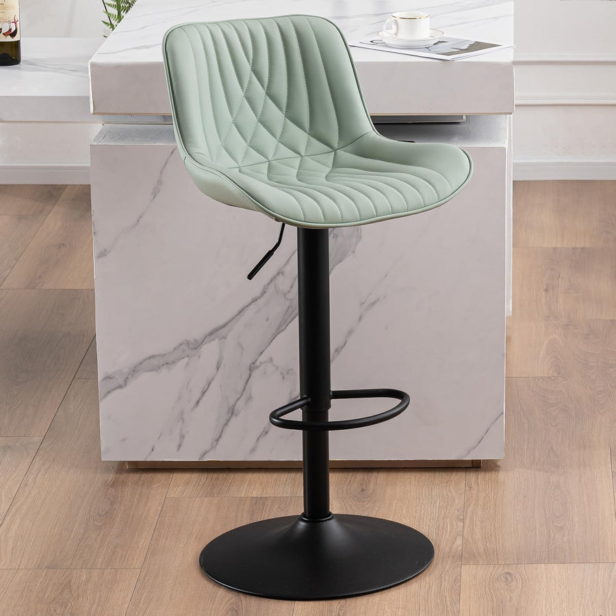 Mint Green Bar Stool PU Leather Swivel Height Adjustable Kitchen Chair