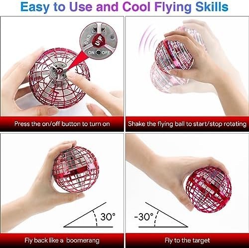 360° LED Flying Boomerang Ball Toy, Rechargeable Hand-Controlled Mini Drone
