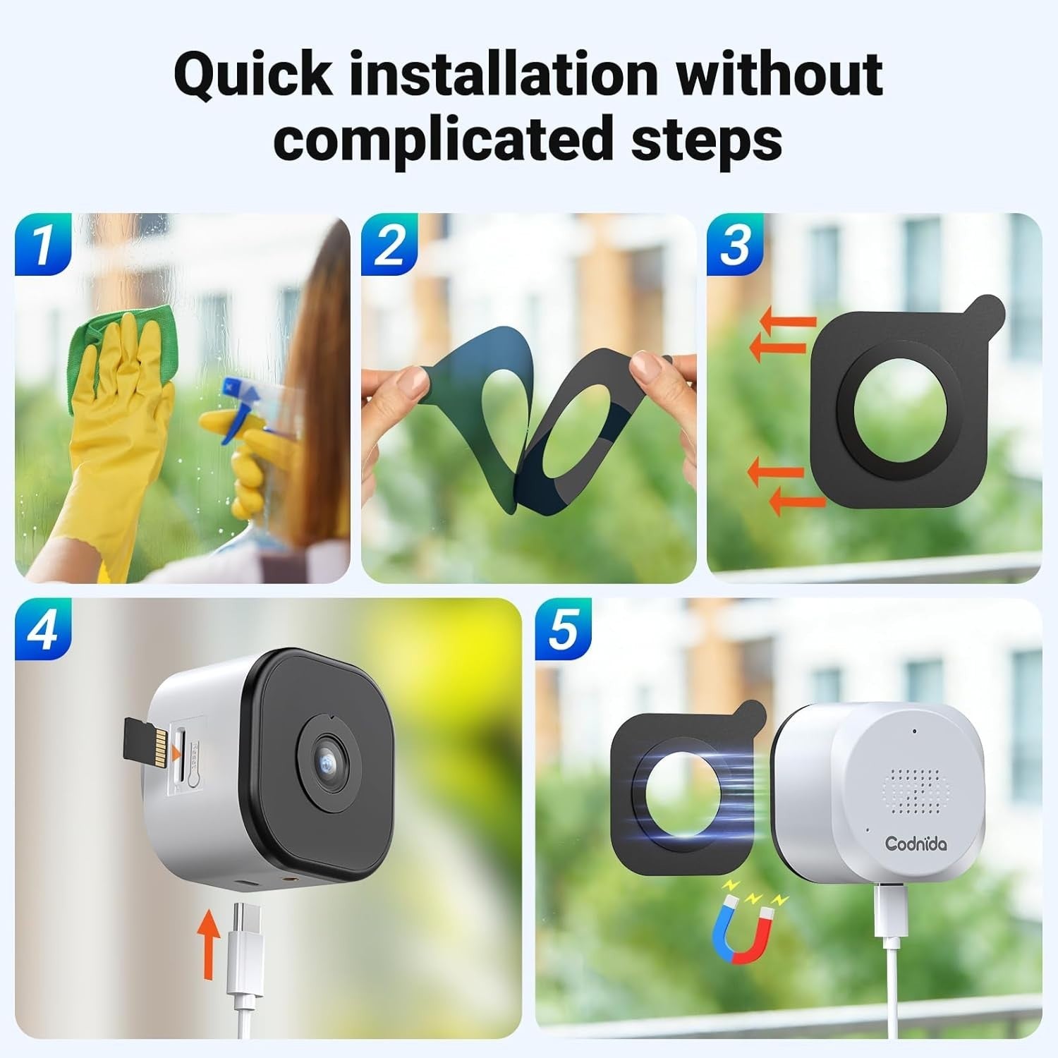 2K Window Security Camera Indoor WiFi Full Color Night Vision 5GHz